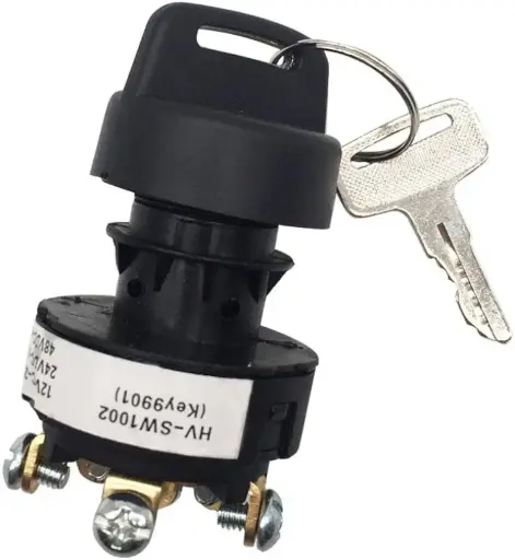2-Position Black Metal Ignition Switch Key for JLG Lift 400S 600A 600S 2030ES 2032E2 2630ES 2646ES (E201575) - OFF-NONE-ON Operation